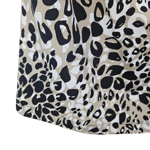 Calvin Klein Tan Black Leopard Print Blouse Tank Shell Cowl Neck Size Small - Picture 7 of 9